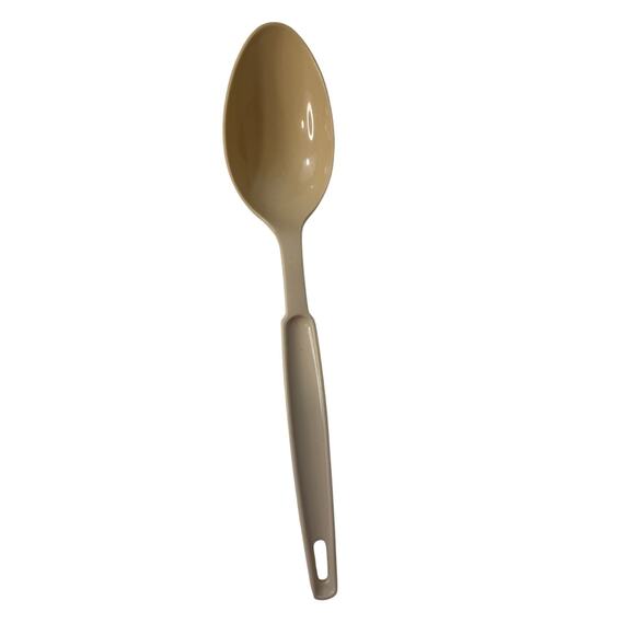 Vintage Ekco Solid Serving Spoon Nylon Plastic USA Almond Tan 11" - Picture 1 of 6